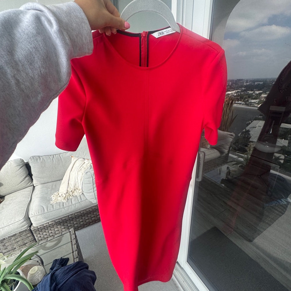 Zara Red Short Sleeve Dress